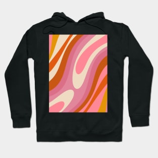 Wavy Loops Retro Abstract Pattern Pink and Burnt Orange Hoodie